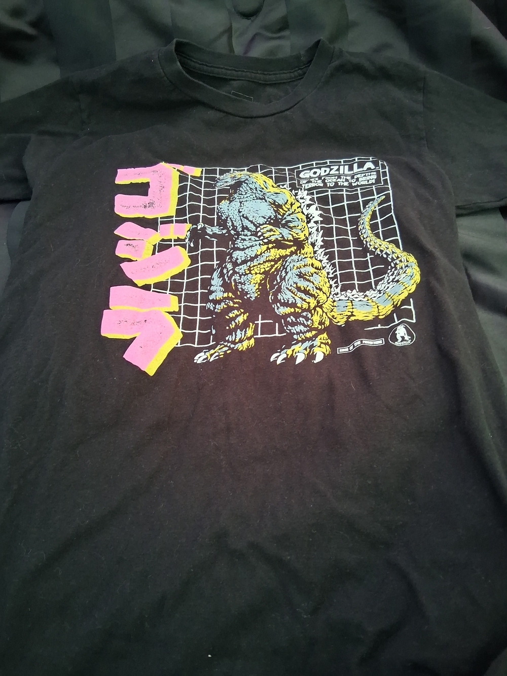 Graphic Tee - Black with Pink & Yellow Print